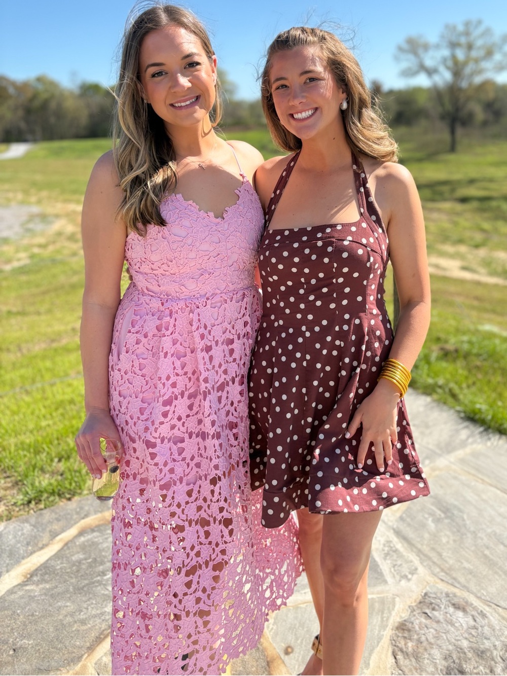 Women's Pink Crochet Midi Dress - Lightweight Summer Style